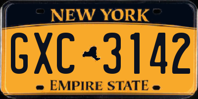 NY license plate GXC3142