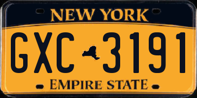 NY license plate GXC3191