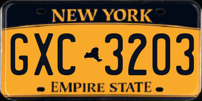 NY license plate GXC3203