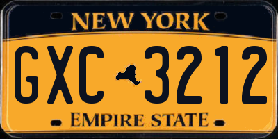 NY license plate GXC3212
