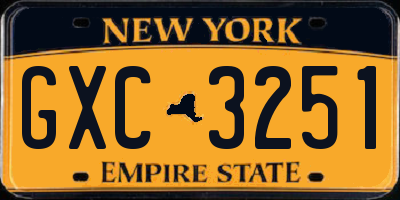 NY license plate GXC3251