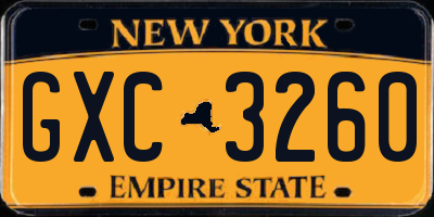 NY license plate GXC3260