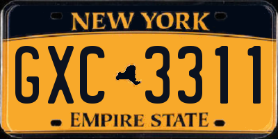 NY license plate GXC3311