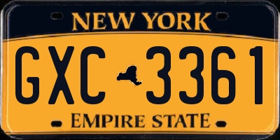 NY license plate GXC3361