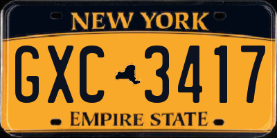 NY license plate GXC3417