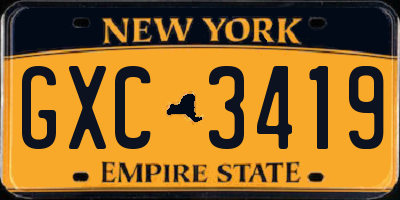 NY license plate GXC3419