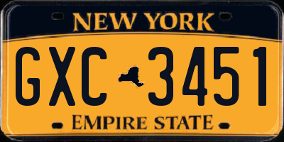 NY license plate GXC3451