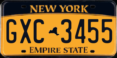 NY license plate GXC3455