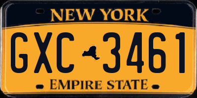 NY license plate GXC3461