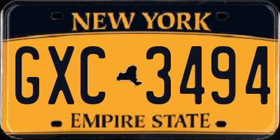 NY license plate GXC3494