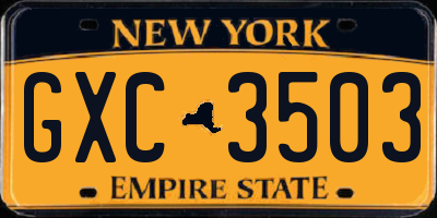NY license plate GXC3503