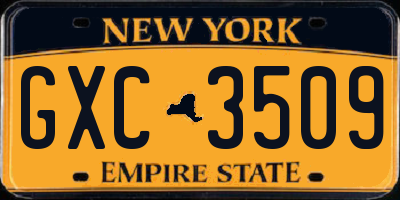NY license plate GXC3509