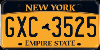 NY license plate GXC3525