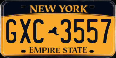 NY license plate GXC3557