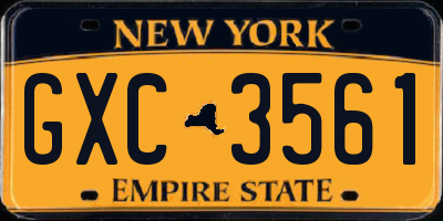 NY license plate GXC3561
