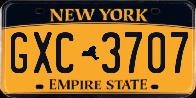 NY license plate GXC3707