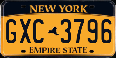 NY license plate GXC3796