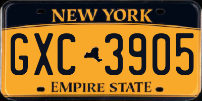 NY license plate GXC3905