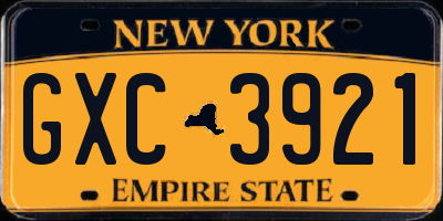 NY license plate GXC3921