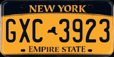 NY license plate GXC3923