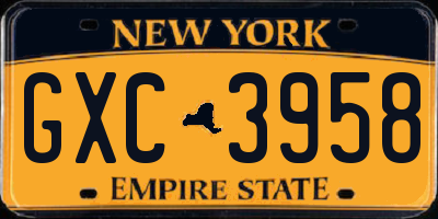 NY license plate GXC3958