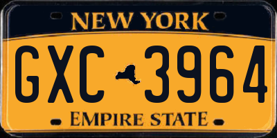 NY license plate GXC3964