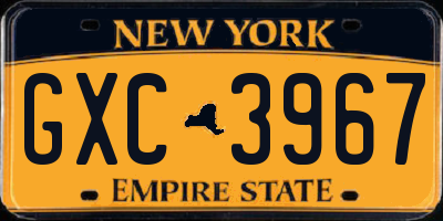 NY license plate GXC3967