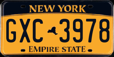 NY license plate GXC3978
