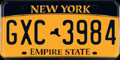 NY license plate GXC3984