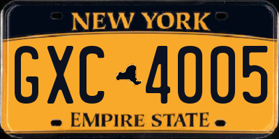 NY license plate GXC4005