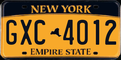 NY license plate GXC4012