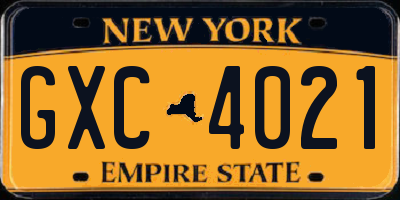 NY license plate GXC4021