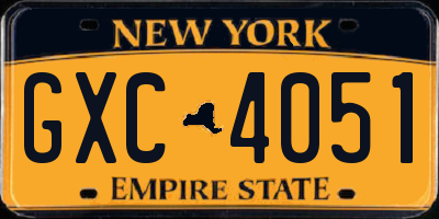 NY license plate GXC4051