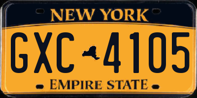 NY license plate GXC4105