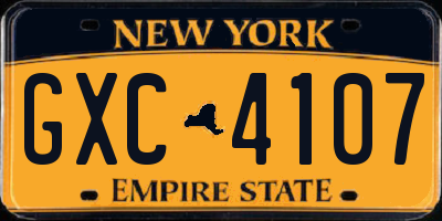 NY license plate GXC4107