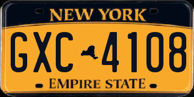 NY license plate GXC4108