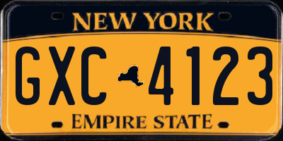 NY license plate GXC4123