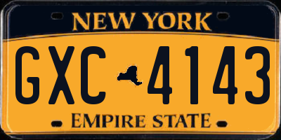 NY license plate GXC4143