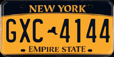 NY license plate GXC4144