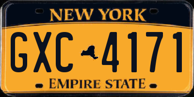 NY license plate GXC4171