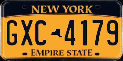 NY license plate GXC4179