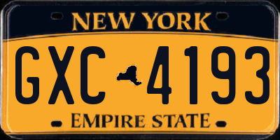 NY license plate GXC4193