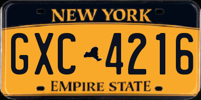 NY license plate GXC4216