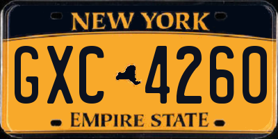 NY license plate GXC4260