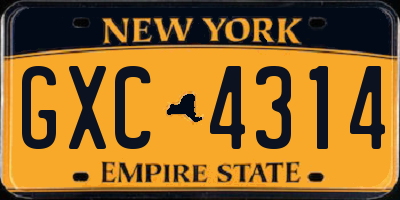 NY license plate GXC4314