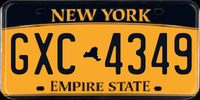 NY license plate GXC4349