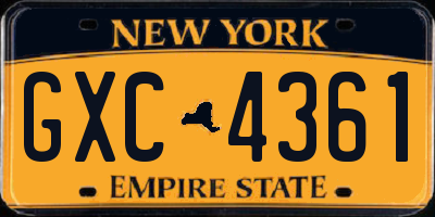 NY license plate GXC4361