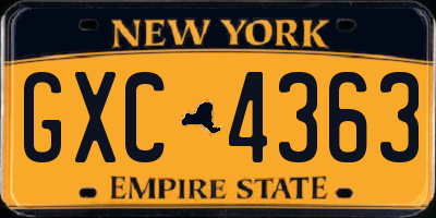 NY license plate GXC4363
