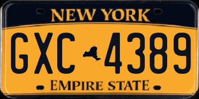NY license plate GXC4389