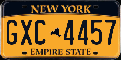 NY license plate GXC4457